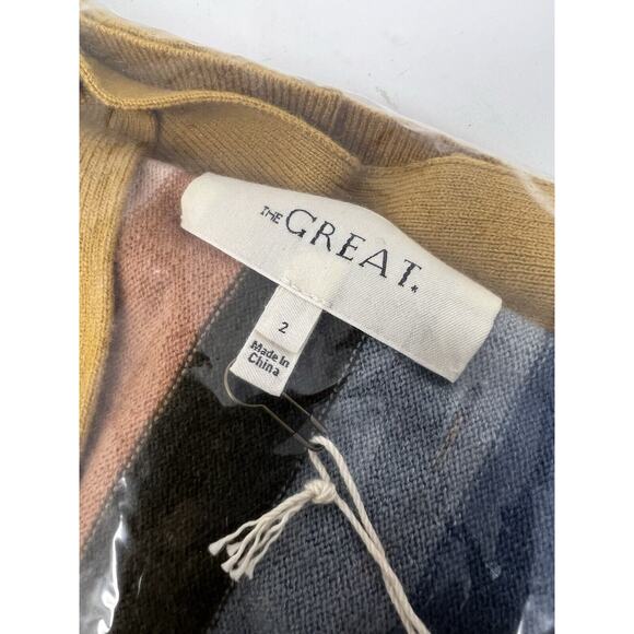 THE GREAT Sweater Womens Size 2 M The Boxy Cardigan Striped Manst BNIB NWT $325 - Picture 4 of 7